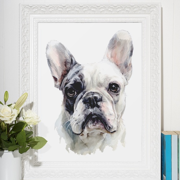 Watercolor French Bulldog Pet Portrait Wall Art Print Poster Unframed - Cute Dog - Picture 6 of 6